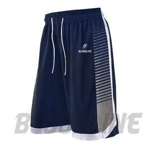 Bloodline Men's <b>White</b> Sport Shorts Mid Waist Elastic Drawstring Sublimation Print Quick Dry Front Logo Striped Pattern - Product Image 4