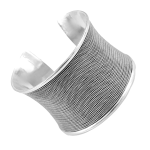 925 Sterling <b>Silver</b> Wide Woven <b>Cuff</b> <b>Bracelet</b> – Oxidized Boho Textured Kada - Product Image 3