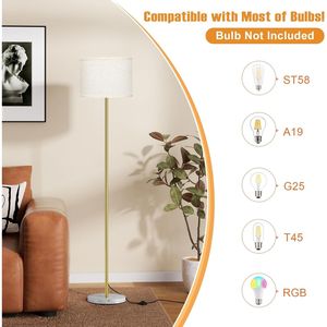 Lampada da Terra Moderna in Oro con Base in Marmo, Lampade Alte per Soggiorno, Camera da Letto, Ufficio e Sala da Pranzo - Product Image 4