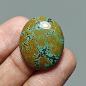 Turquoise naturelle du Hubei, cabochon ovale, pierre précieuse turquoise pour la fabrication de bijoux, 26x22x6 mm. 22 Ct. E644 - Product Image 3