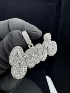 เครื่องประดับ HIPHOP จี้ตัวอักษร Moissanite สองชั้นหนาออกแบบจี้เพชร missanite - Product Image 2