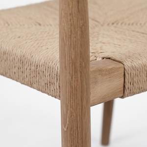 Silla de Comedor Moderna, Ecológica y Duradera de Madera de Teca, Silla con Brazos y Asiento Tejido, Silla Lateral de Madera para Comedor, Hogar, Hotel, Apartamento - Product Image 5