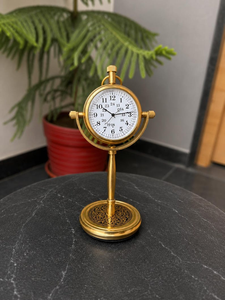 Nautical Brass Gimbal <b>Desk</b> <b>Clock</b> Handmade Maritime Tabletop Timepiece Vintage Ship-Inspired Office & Study Decor - Product Image 4