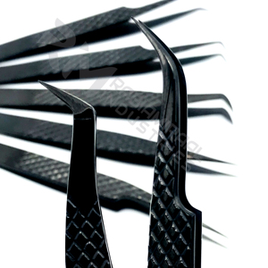Pinzas para Extensión de Pestañas RMI Black Plasma Volume con Estuche a Juego, Oferta de Marca Privada, Pinzas Curvas y Rectas para Pestañas - Product Image 1