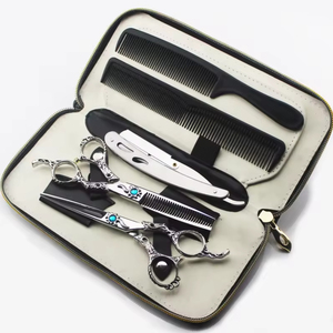 Kit de ciseaux de coiffure professionnels en acier inoxydable pour la coupe et l'éclaircissement des cheveux – Outils de salon pour barbier - Product Image 1