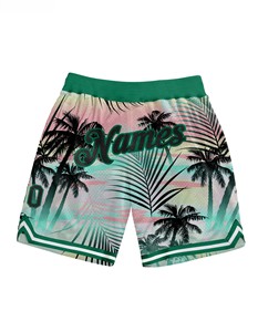 Shorts de bain pour hommes à imprimé floral tropical, séchage rapide, taille élastique, style décontracté, taille mi-haute, longueur courte - Product Image 2