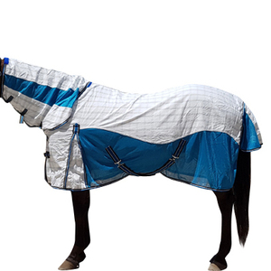 Couverture d'extérieur pour cheval en tissu Oxford, doublée polaire, avec rabat de queue moyen et 2 sangles de fixation, toutes saisons - Product Image 2