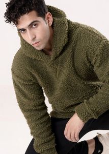 Sudadera con Capucha Bordada de Forro Polar Verde Oliva para Hombre, Corte Regular, Ropa Casual de Invierno con Bolsillo, Servicio OEM - Product Image 5