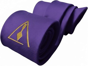 Corbata de seda tejida a mano para masónicos de la francmasonería, con escuadra y compás, azul/amarillo - Product Image 6