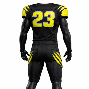 Conjunto de Uniforme de Fútbol Americano Personalizado para Hombre, Jersey y Pantalones Negros y Amarillos, Transpirable, de Poliéster, para Verano, con Impresión del Nombre del Equipo, para Entrenamiento - Product Image 4