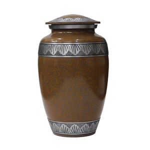 Urnas de cremación de aluminio para adultos con grabado en estaño y acabado en color marrón, urnas metálicas para cenizas humanas. - Product Image 5