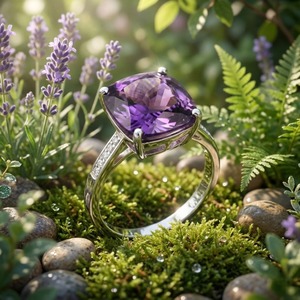 Bague de fiançailles de luxe pour enfant, en améthyste naturelle taille octogonale, double halo, pour mariage et fête, en argent sterling 925, cadeau chrétien pour elle - Product Image 6