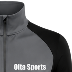 Haut de sport athlétique pour femme, gris anthracite et noir, à quart de zip, manches longues, avec passe-pouce, coupe ajustée, pour la course et la gym - Product Image 4