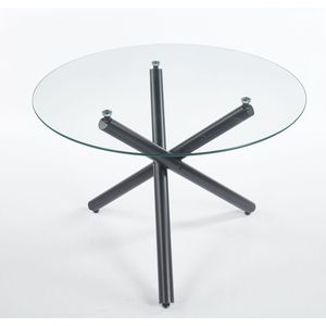 Tavolo da Pranzo Moderno 110X110X75CM in Vetro Nero con Gambe in Metallo, Tavolo Salvaspazio per Cucina e Soggiorno - Product Image 5