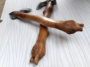 Handmade <b>Axe</b> D2 Steel Blade Wood <b>Handle</b> With Leather Sheath Outdoor <b>Axe</b> - Product Image 2