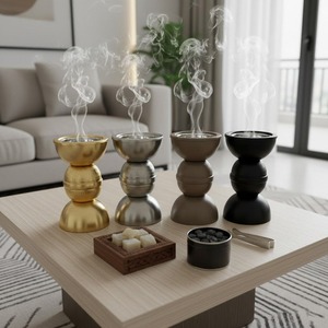 Nordic Triple Sphere Metal Incense Burner Minimalist Charcoal <b>Bakhoor</b> <b>Oud</b> Holder For Luxury Home Decor Use Office & Aromatherapy - Product Image 1