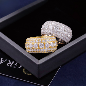 <b>Men</b> Engagement Bands Moissanite Pave <b>Ring</b> Third Party Certified Gold Plated 925 Sterling <b>Silver</b> Micro Insert Hiphop Jewelry - Product Image 3
