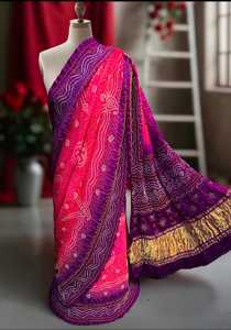 Pure Silk Bandhani Saree Traditional Indian <b>Designer</b> Saree - Product Image 2