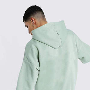 Custom Logo Oversized Heavyweight Hoodie Streetwear Blank Plain Sage Green <b>Pullover</b> <b>Men</b> Cotton Fleece Wholesale Sweatshirt - Product Image 4
