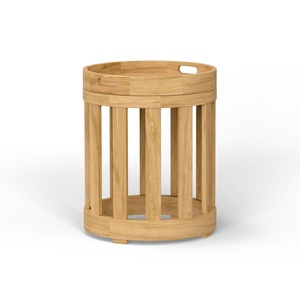 Mesa Auxiliar Redonda de Madera con Bandeja Extraíble, Diseño Escandinavo Moderno, Mueble Multiusos para el Hogar - Product Image 2