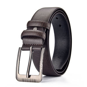 Ceinture à cliquet personnalisable avec logo, sans trous, boucle à ardillon, en cuir de vachette véritable, écologique, style vintage pour homme - Product Image 2