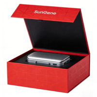 Boîte cadeau pliante en carton rigide noir personnalisée de luxe SunGene, fermeture magnétique, laminage mat, dorure à chaud