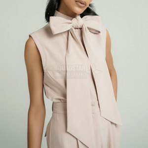 Hauts décontractés pour femmes, col simple à nœud, toutes saisons, 100 % coton écologique, séchage rapide, logo personnalisable sur le devant, haute qualité, en stock - Product Image 2