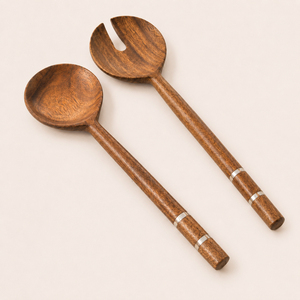 Handcrafted Wood Salad Server Set Long Handle Sustainable <b>Serving</b> <b>Spoons</b> & Forks for Home Restaurant and Hotel Kitchenware - Product Image 4
