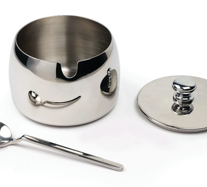 Azucareros de Acero Inoxidable Ecológicos con Diseño Impresionante, Tapa y Cuchara, Superficie Lisa, Asa de Latón Hecha a Mano, Alta Calidad - Product Image 5