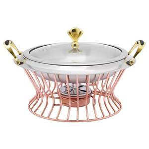 <b>Large</b> Copper and Steel Chafing Dish for Commercial Catering Events with Durable Construction and Elegant Polished Finished - Product Image 1