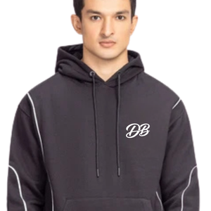 Sweat à capuche unisexe en molleton épais 100% coton, avec logo personnalisé et passepoil noir, coupe oversize à épaules tombantes, style streetwear, vente en gros - Product Image 3