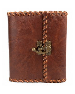 Wholesale Custom Genuine Leather Journal Notebook Antique Brass <b>Lock</b> Whipstitch Edge Diary for OEM Bulk Order - Product Image 3