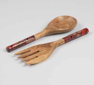 Ensemble de saladiers en bois bio – Cuillère et fourchette haut de gamme pour les espaces repas modernes et élégants - Product Image 3