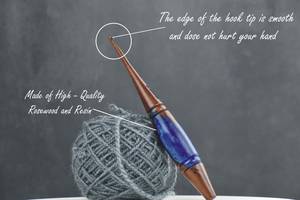 Crochet en bois durable fait main avec manche en résine bleue Curio Craft CC-WC 26 pour le tricot et le crochet - Product Image 2