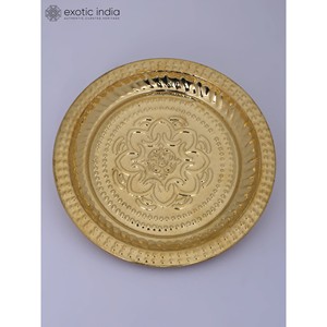 Hecho a mano 6 \ "pequeña placa de diseño floral de latón hecho en India artículo de decoración de boda - Product Image 2