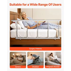 Barrière de lit pliable réglable en hauteur, haute résistance, pour personnes âgées, 48 dispositifs d'assistance au lit avec sangle de fixation - Product Image 6