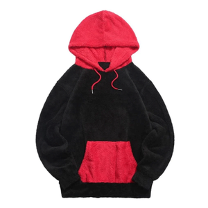 Sweat à capuche unisexe en polaire sherpa sur mesure pour homme, coupe ample et moelleuse, avec blocs de couleur et cordon de serrage - Product Image 1