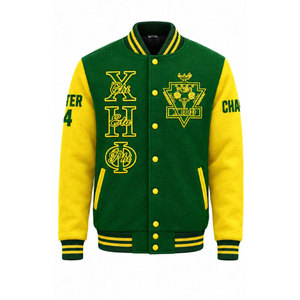 เสื้อแจ็คเก็ตวาร์ซิตี้ Chi Eta Phi สำหรับผู้ชาย สีเขียวเหลือง ปักลายตัวอักษร พิมพ์ลายด้านหน้าและด้านหลัง บริการเพื่อมนุษยชาติ 32 สไตล์พรีปปี้ - Product Image 2