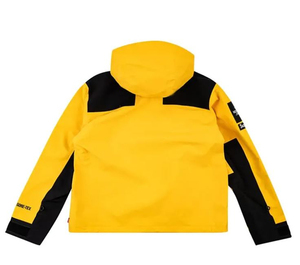 Men's <b>Yellow</b> Hooded <b>Puffer</b> <b>Jacket</b> ME Print Stand Collar Breathable Casual Zipper Closure Waterproof Winter Outerwear Regular Fit - Product Image 4