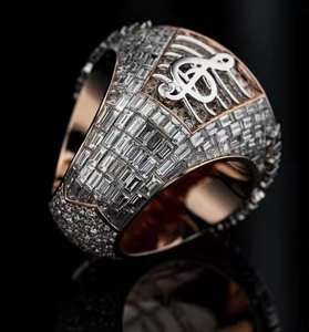 Anillo Redondo de Moissanita Cultivada en Laboratorio de 10K, Estilo Hip Hop Elegante para Hombre, Anillo de Boda Chapado en Rodio - Product Image 3