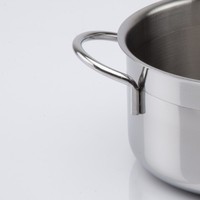 Casserole en acier inoxydable 34 cm, modèle 2025, écologique, avec poignées latérales, design classique, compatible induction, passe au four, finition miroir, 1 couche