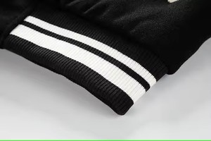 Unisex Thick 100% Wool <b>Waterproof</b> Breathable Varsity Bomber <b>Jacket</b> with Stand Collar and Zipper Closure for <b>Winter</b> - Product Image 4