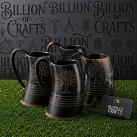 Mug à boire authentique en corne de buffle, fait main, style Viking, tasse à bière médiévale, vaisselle rustique haut de gamme, objet d'art et de collection