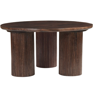 Round Mango Wood Pedestal Legs <b>Walnut</b> Finish <b>Coffee</b> <b>Table</b> Modern Living Room New Design Solid Mango Wooden Living Room <b>Table</b> - Product Image 3