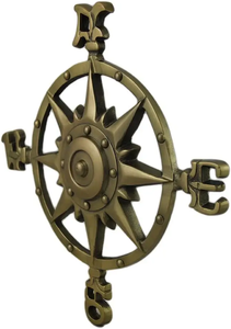 Petite rose à vent en laiton, plaque murale nautique, décoration murale maritime vintage, symbole de navigation fini antique, art pour la maison - Product Image 3
