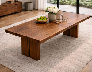 Table à manger en bois massif de noyer, vente en gros d'usine, pour salle à manger, usage intérieur/extérieur, mobilier pour hôtels et maisons, vente en gros OEM - Product Image 1