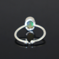 Bague ajustable en argent sterling 925 plaqué, style minimaliste, opale de feu éthiopienne naturelle, forme ovale, bijoux pour femmes