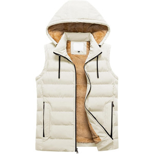 <b>Men's</b> <b>Black</b> Hooded Puffer <b>Vest</b> Zipper Closure Windproof Casual Winter Outerwear Solid Design - Product Image 3