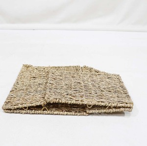 Hot Selling Handwoven Seagrass <b>Cube</b> <b>Basket</b> Closet Storage Bin Built In Handles - Product Image 3