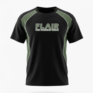 Camiseta con Paneles de Malla, Corte y Confección Personalizados |   Camiseta para Hombre de Talla Grande en Negro y Verde Oliva - Product Image 2